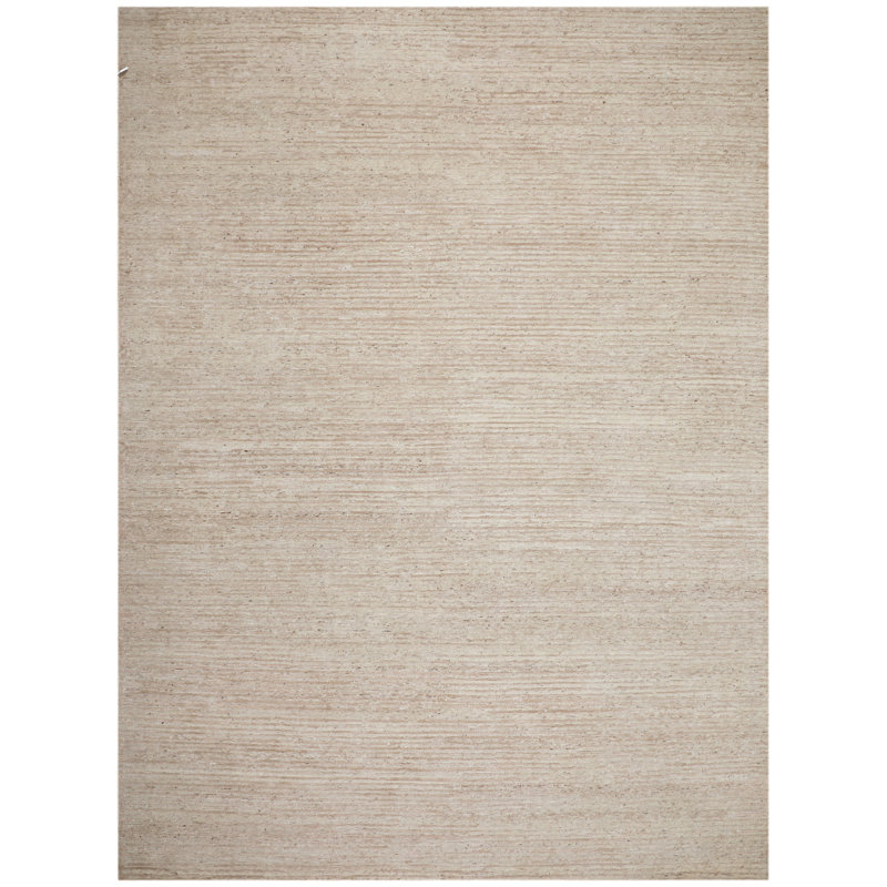 High-Quality Hand-Knotted Beige And Natural Area Rug, Rectangle 10' x 14'