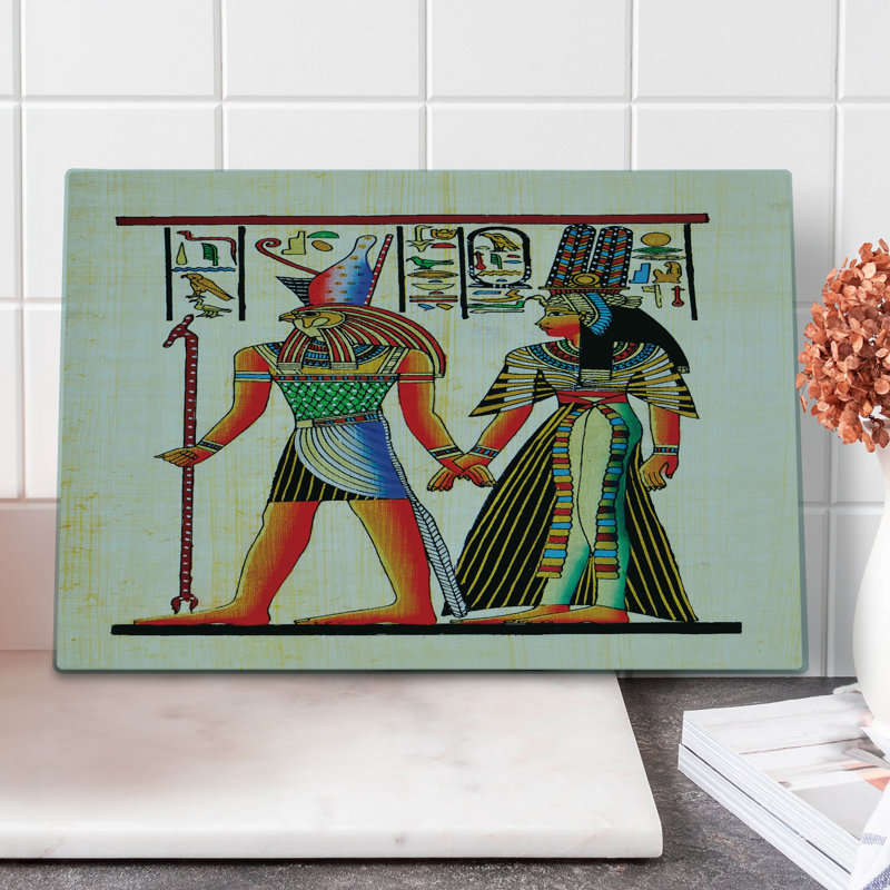 Ambesonne Egyptian Cutting Board Large Size Papyrus Building Multicolor