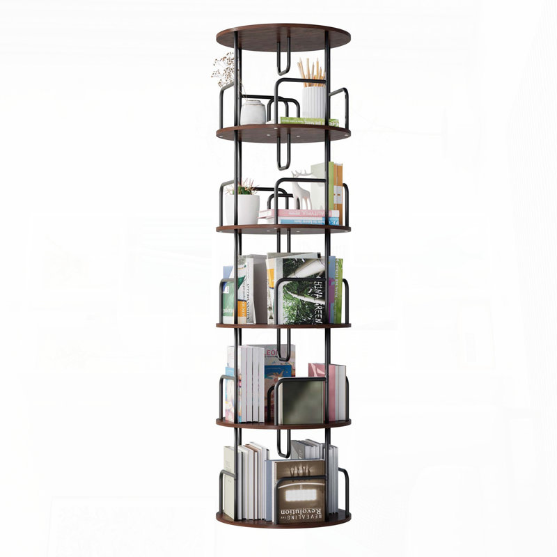5-Tier Rotating Bookshelf Tower (Brown), Brown
