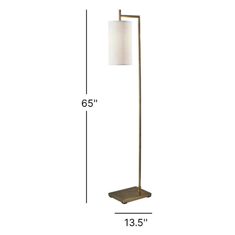 Lampe de travail / lecture sur pied 65 po Elina, Laiton antique, Blanc