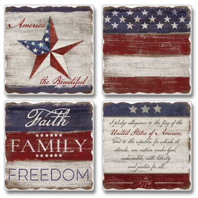 Stoneware Square 4 Piece Coaster Set