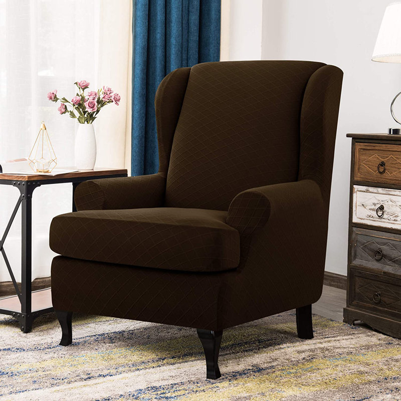 T-Cushion Wingback Slipcover, Chocolate