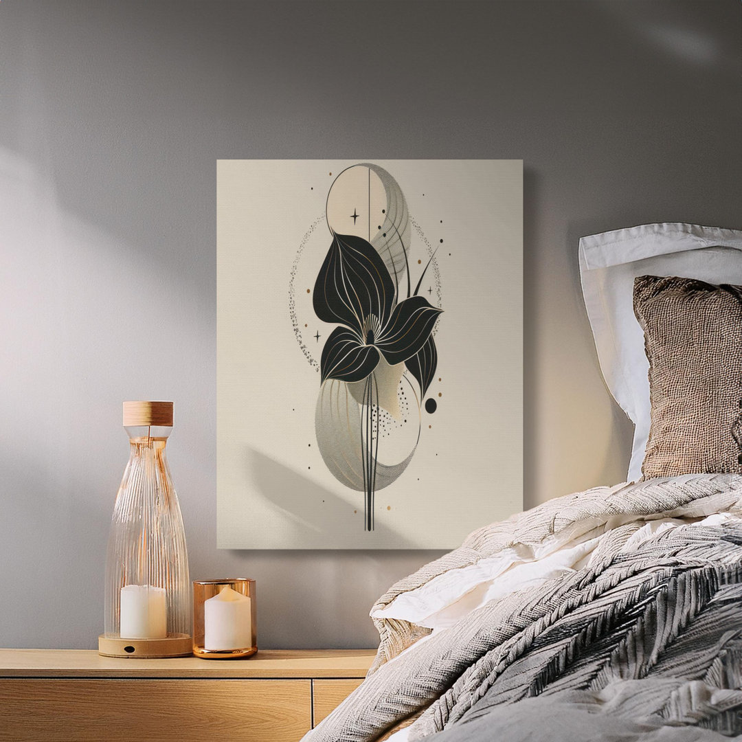 Abstract Floral Canvas Wall Art, Modern Flower Print, Botanical Gallery Wrapped Canvas, Ready to Hang, Minimalist Home Decor, Statement