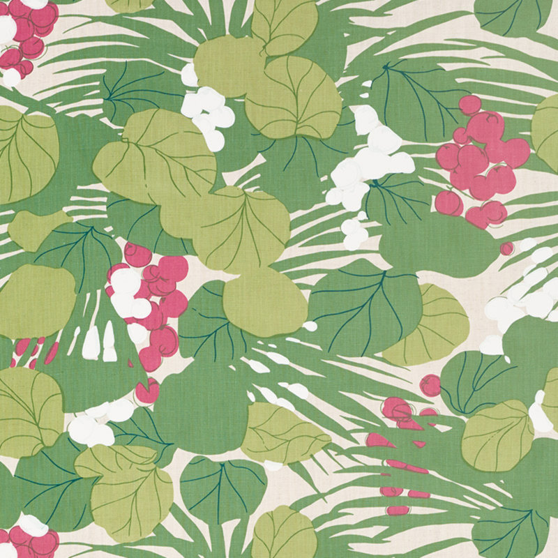 Sea Grapes Fabric, Green/Pink