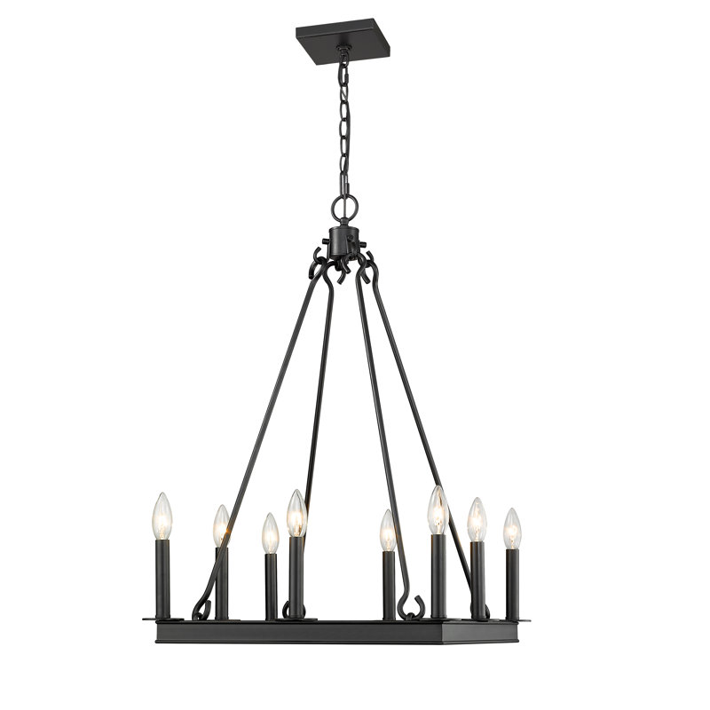 Hoglund 8 - Light Dimmable Geometric Chandelier, Matte Black, 31" H x 20" W x 20" D