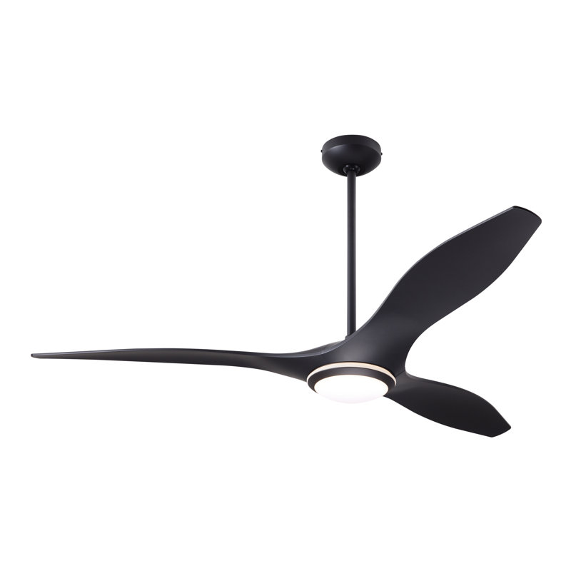 IC Brisa LED Downrod Ceiling Fan, Handheld Remote Control, Matte Black