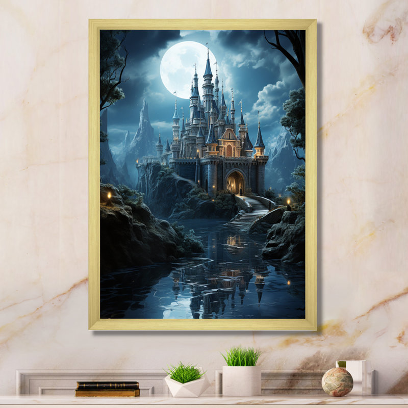 Krell Castles Enchanted Twilight I, reproduction d'art sur toile, H 32 po x l 16 po x P 1 po, Encadrement doré