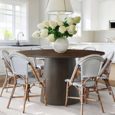 Solid Walnut Wood Round Pedestal Dining Table