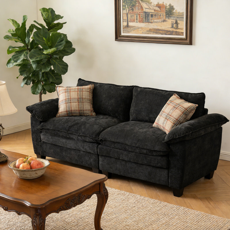 Two-Seat Sofa Couch Armed Loveseat For Small Living Space