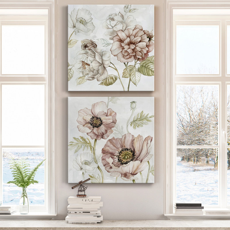 «Washed Botanical III», ensemble de 2 reproductions d'art sur toiles tendues, H 40 po x l 80 po x P 1 po
