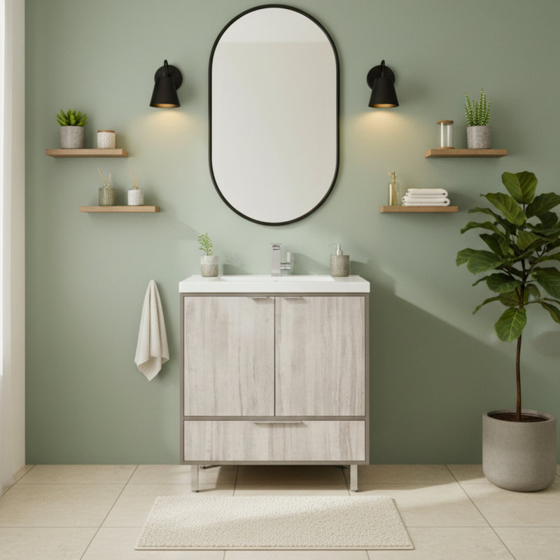 London Freestanding Standard With Solid Surface Top