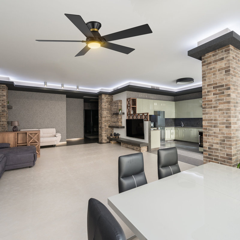Ventilateur de plafond intelligent de 52 pouces avec télécommande Ascender, ensemble d'éclairage inclus, fonctionne avec l'assistant Google, Amazon Alexa et les raccourcis Siri.