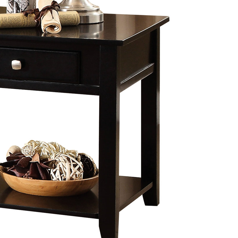 Black End Table With Bottom Shelf
