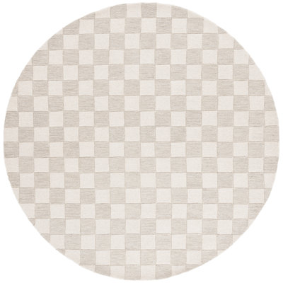 Tapis à carreaux en laine / coton touffeté à la main de couleur beige / ivoire MSR4760 Martha Stewart
