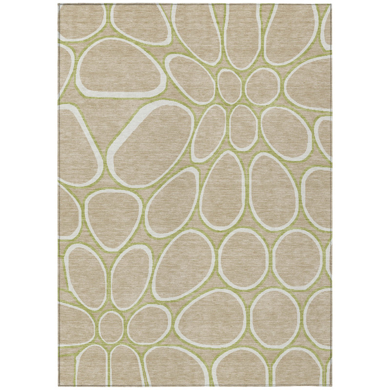 Elantra Tan Washable Indoor-Outdoor Rug - , 10' x 14'