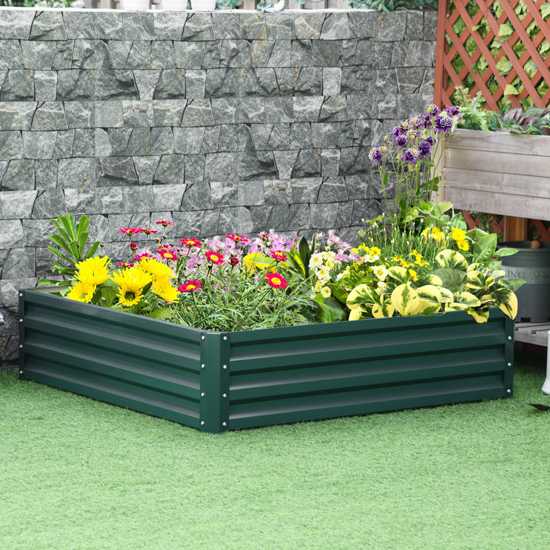Galvanized Steel Garden Bed, 48.02" X 11.99", For Growing Greenery - , , Quick Setup