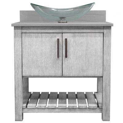 Meuble-lavabo de 30 pouces avec comptoir en marbre de Carrare et lavabo, quincaillerie