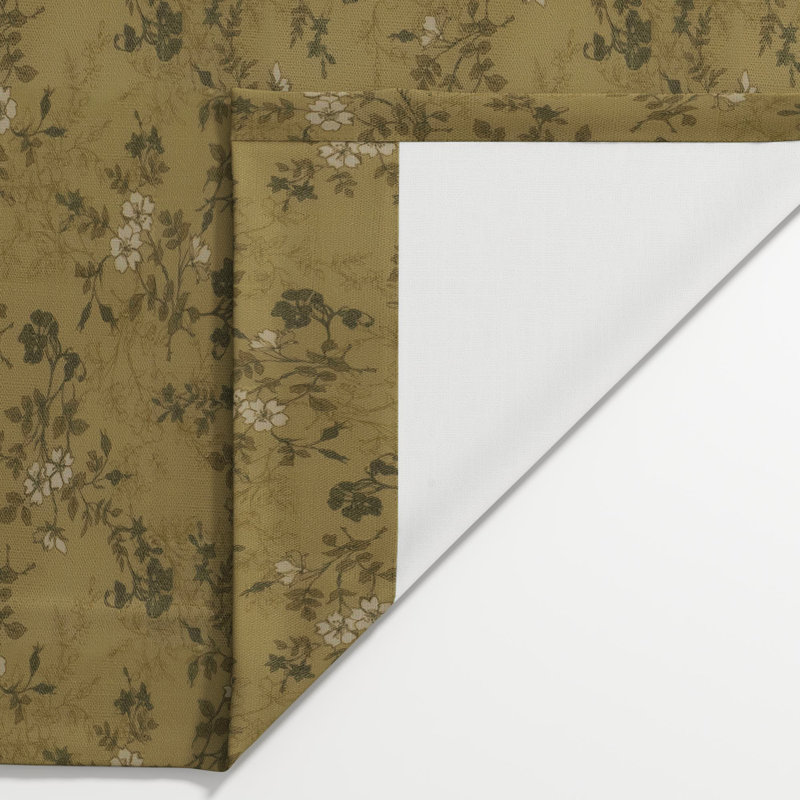 TWOPAGES Unlined Floral Curtain Printed Faux Linen Pinch Pleat Curtain, Copper, 26" W x 72" L