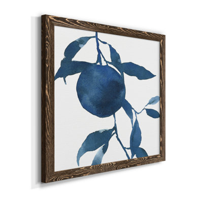 Indigo Oranges II - Toile encadrée de qualité supérieure - prête à être accrochée