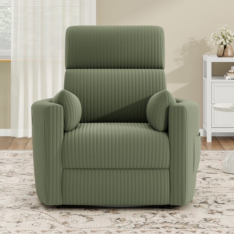 36.6" Wide Corduroy Power Lift Recliner Chair with Swivel , Green