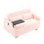 Charmant velours côtelé rose : design coulissant, plateau amovible, ports pour une chambre à coucher élégante et raffinée.