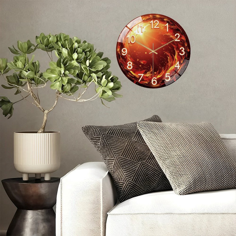 Horloge murale Fiery Sunburst