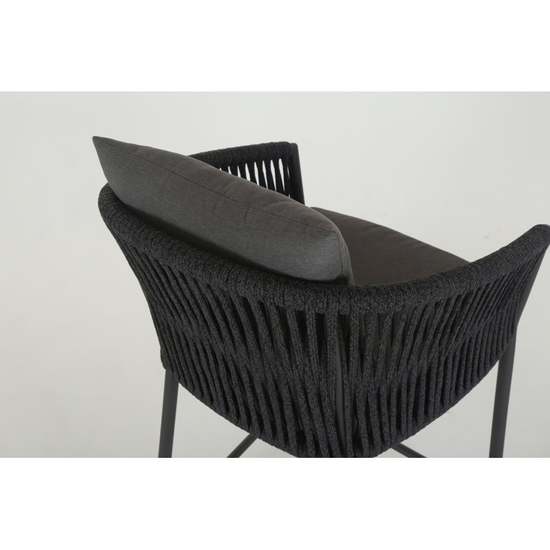 Porto Patio Bar Stool, Charcoal, Black, 26.5"