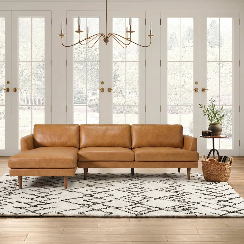 Canapé modulaire en cuir véritable 2 pièces, Left Hand Facing