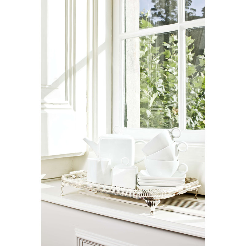 Carré White Teacup and Saucer