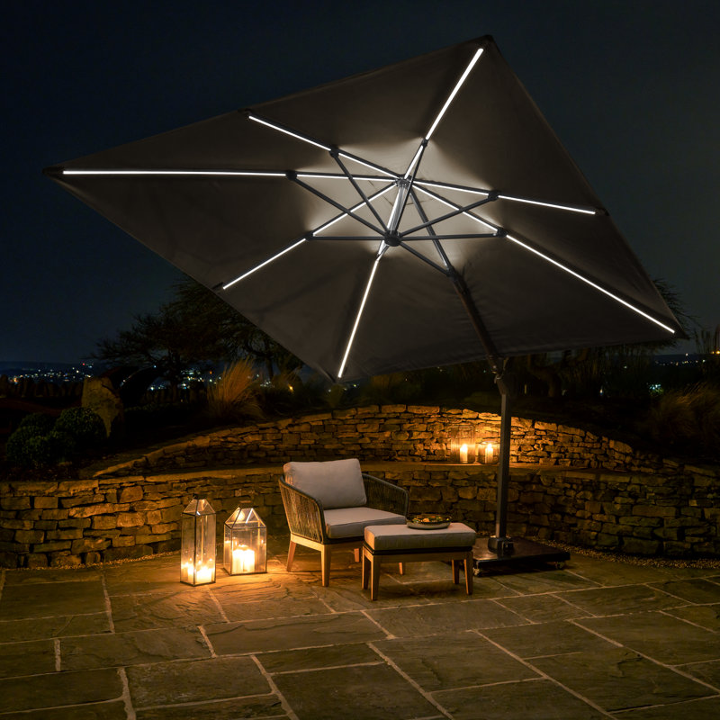 Aariyana 3m LED Lighting Square Parasol, Grey, Anthracite