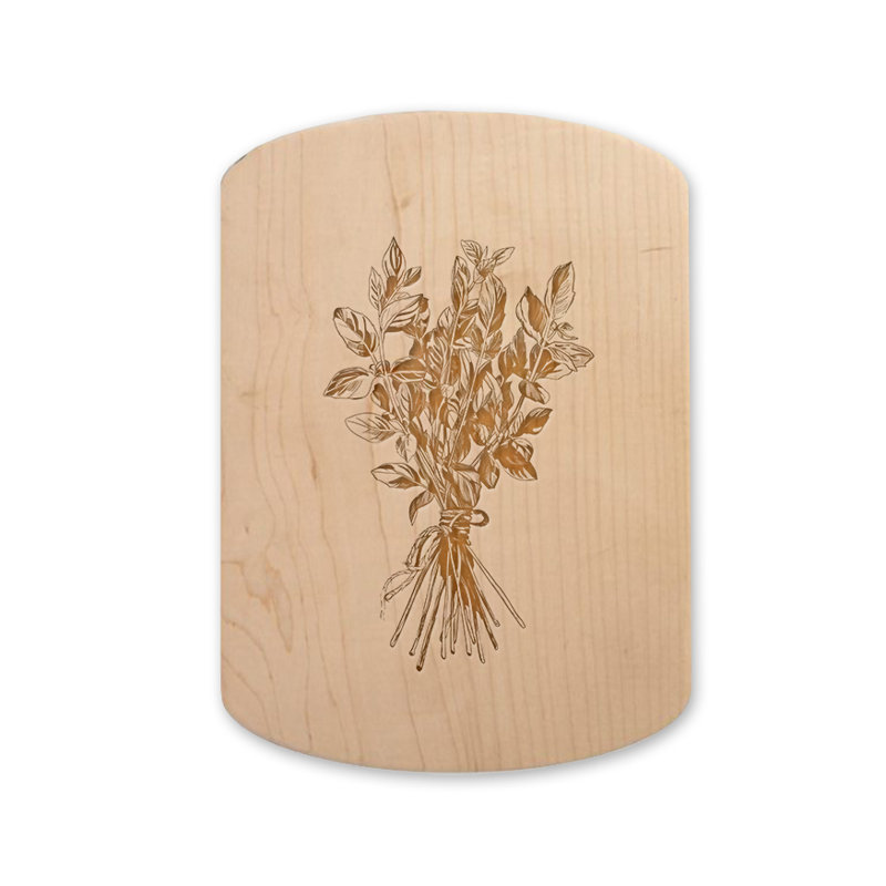 Basil Herb Bundle 11 x 8 Maple Oval Cutting Board, Maple