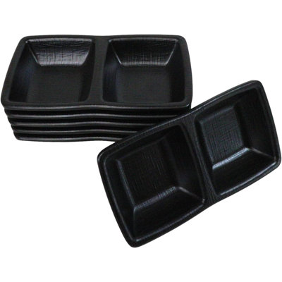 Pack Of 6 Melamine 2 Partition Condiment Sauce Dipping Bowl Or Dishes
