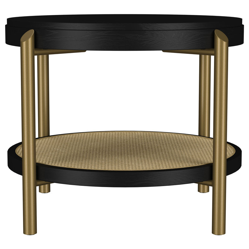 Table d'appoint ronde avec étagère de rangement noire Castleton, Noir