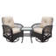 Ensemble de trois chaises doubles berçantes d'extérieur, beige-123126406