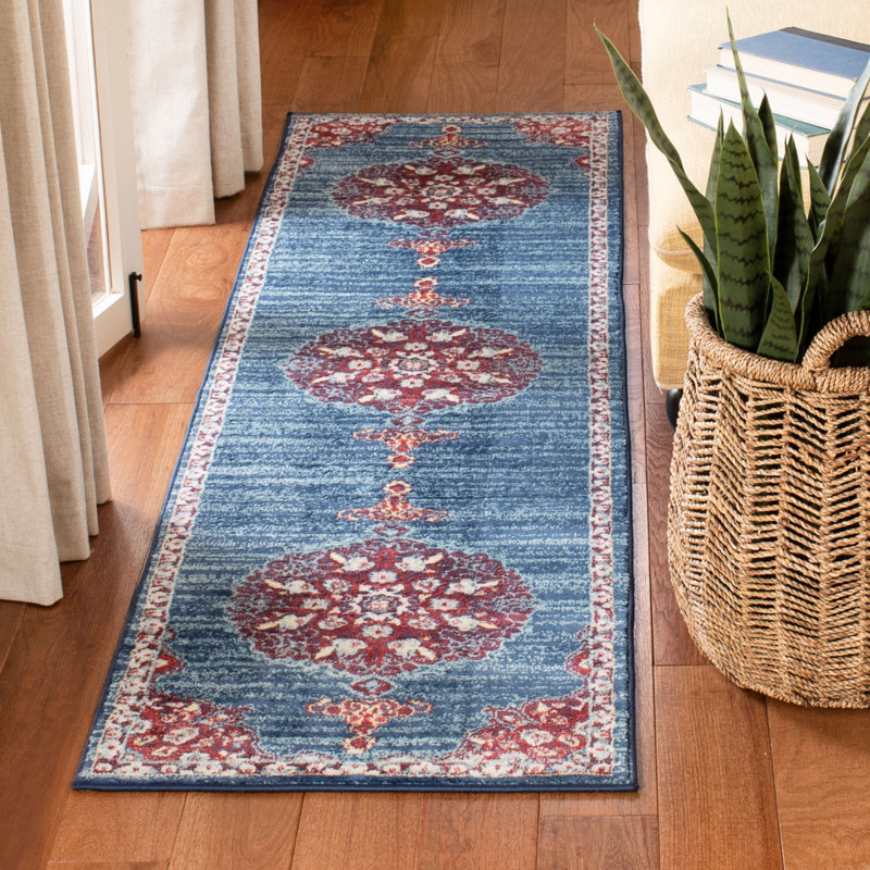Barcus Oriental Burgundy/Ivory Area Rug, Runner 2' x 8'