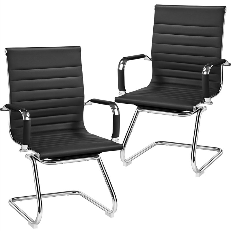 Office Reception Chair With Ergonomic Design, Black