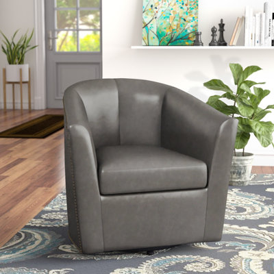 Rabinowitz Upholstered Swivel Barrel Chair