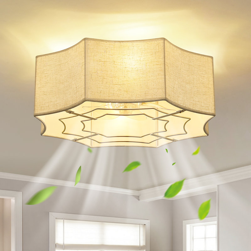 Ventilateur de plafond encastré 20 "à abat-jour en tissu avec lumière et télécommande