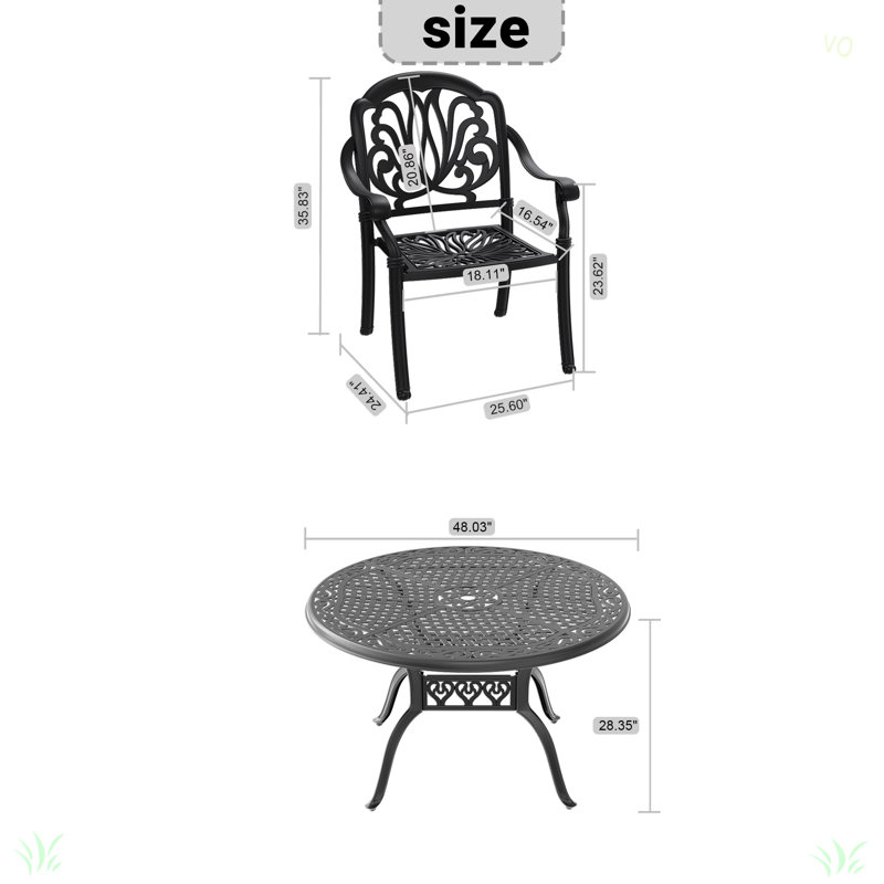 Ensemble de meubles de patio en aluminium coulé avec coussins