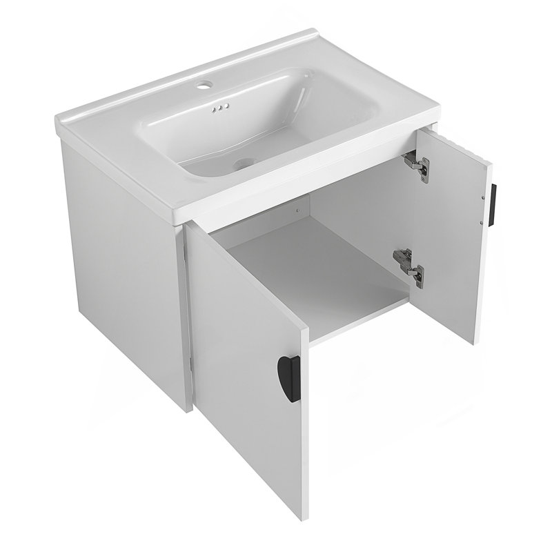 Meuble-lavabo de 28 po avec lavabo en céramique pour petite salle de bain