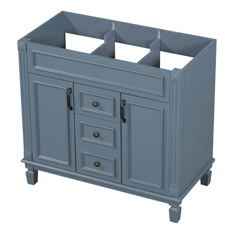 Meuble-lavabo 36 po sans lavabo supérieur, armoire seulement, armoire de rangement moderne avec 2 portes à fermeture douce et 2 tiroirs