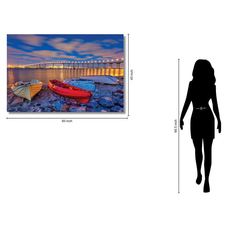 Art mural en verre trempé sans cadre San Diego Coronado Bridge - 40 "x 60"