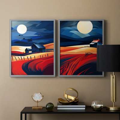 «LANDSCAPES Series CXIV», reproduction encadrée de qualité supérieure - prête à être accrochée - aucun clou requis - aucun clou requis