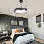 Ventilateur de plafond moderne Aadvik 42 po noir avec éclairage et télécommande, moteur CC réversible à 6 vitesses, ventilateur rétractable pour chambres à coucher-408065379-408065404