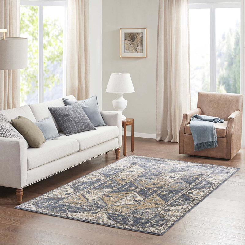 Tapis à motif de tuiles traditionnelles, Rectangle 7 pi 11 po x 10 pi