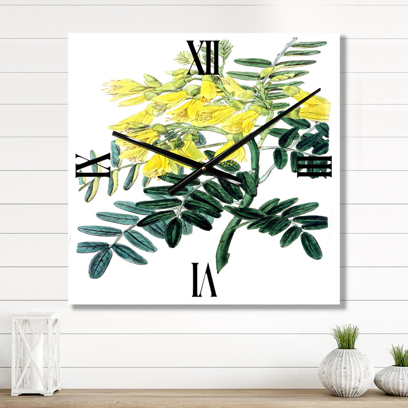 Horloge murale rétro Vintage Yellow Flower II, Grand