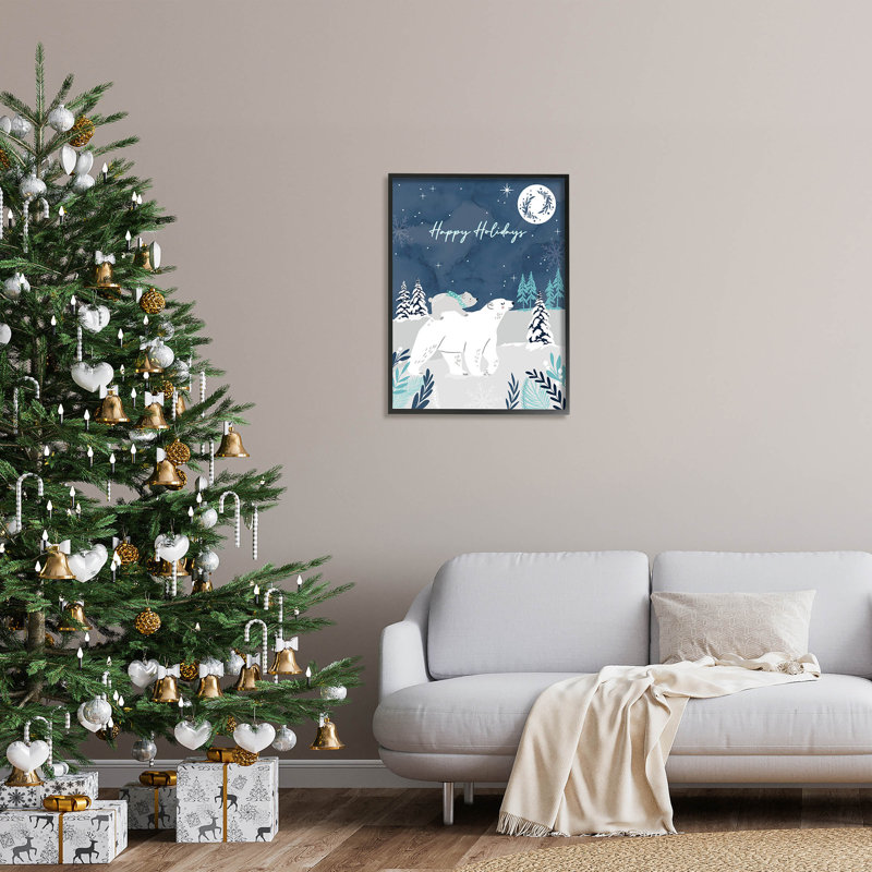 Bonnes fêtes, neige hivernale at-115, Giclée encadrée noir minuit, H 30 po x l 24 po x P 1,5 po