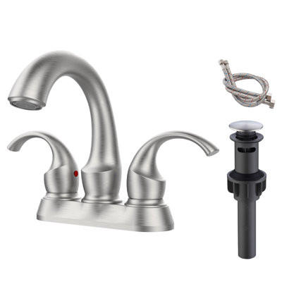 Robinet pour salle de bain à 2 poignées, bronze huilé avec aérateur, lavabo central de style Swan 4 pouces avec bonde escamotable et tuyaux d'alimentation, FR4075-ORB