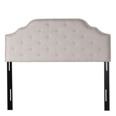 Grey Contemporary Headboard - Queen & Full Sized With Sophisticated Button Tufting And Nailhead Accents Fabric Upholstery Assembly Required Charming