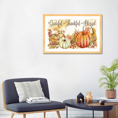 «Watercolor Harvest Pumpkin Grateful Thankful Blessed» par Tre Sorelle Studios - reproduction